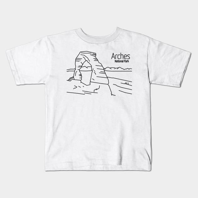 Arches National Park Kids T-Shirt by FreshSketch
